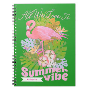 Caderno Espiral Verão Flamingo Verde