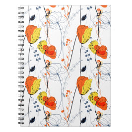 Caderno Espiral Verão tropical | Belos Design de flores amarelas