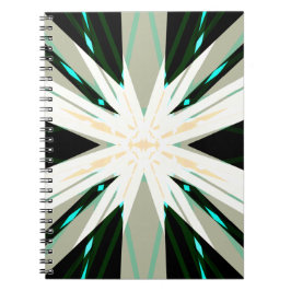 Caderno Espiral Verde Branco bege Inverno Floco de Neve nas Estrel