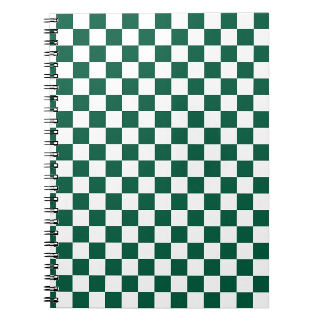 Caderno Espiral Verde-Caçador e Branco Verificado (Frente)