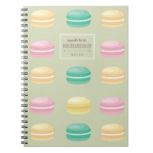 Caderno Espiral Verde colorido chique do teste padrão de Macaron