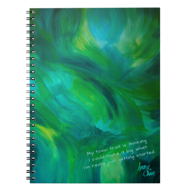 Caderno Espiral Verde com Inveja Verde e Turquesa  (Frente)