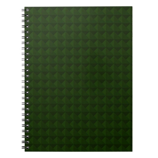 Caderno Espiral Verde conífero, sólido, geométrico. (Frente)