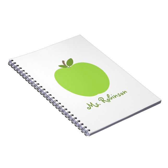 Caderno espiral verde de Apple para professores (Lado Direito)