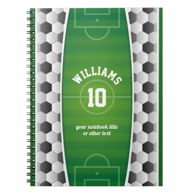 Caderno Espiral Verde do esporte da bola do campo de futebol do (Frente)