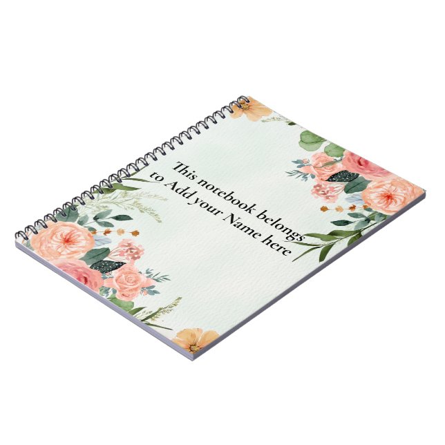 Caderno Espiral verde floral (Left Side)