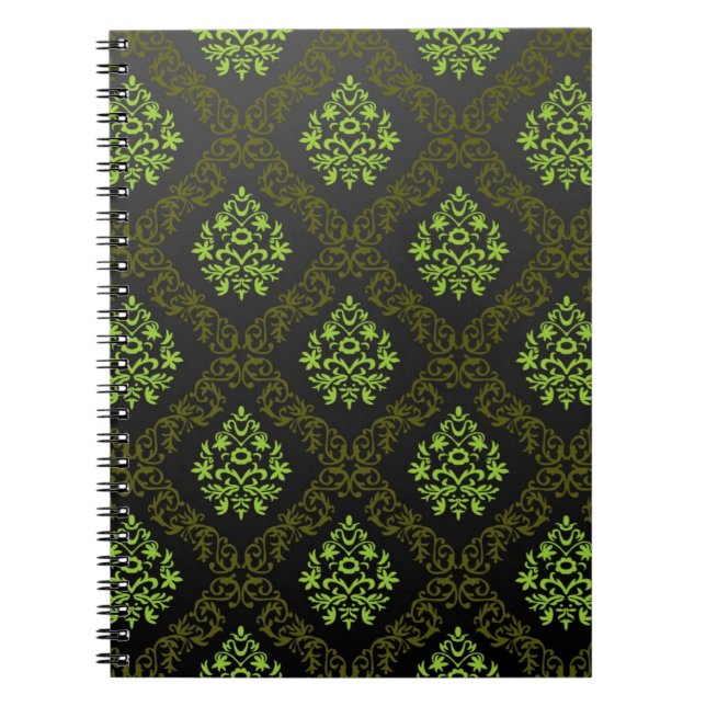 Caderno Espiral Verde floral do papel de parede (Frente)