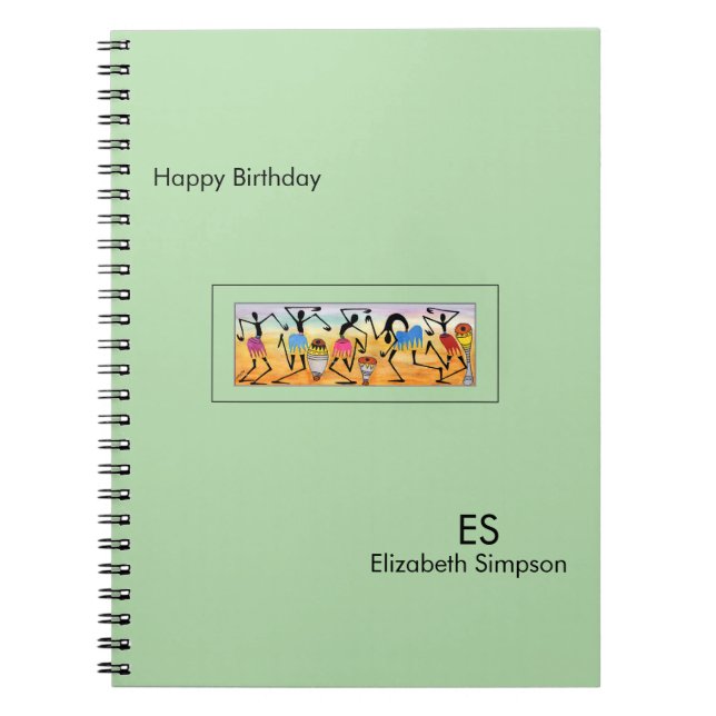 Caderno Espiral Verde giro, Arte Africana, Dança de Quebra (Frente)