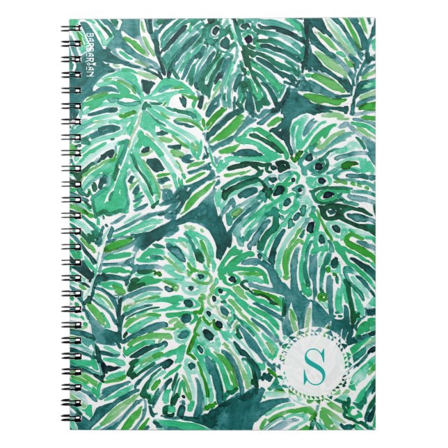 Caderno Espiral Verde Monstera tropical das IMPRESSÕES da SELVA do (Frente)