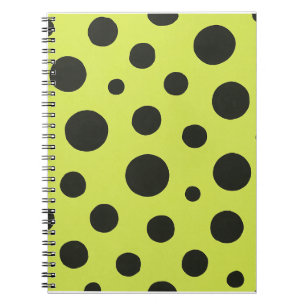 Caderno Espiral Verde Neon com Bolinhas Negra