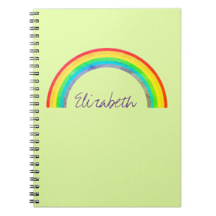 Caderno Espiral Verde personalizado arco-íris desvanecido