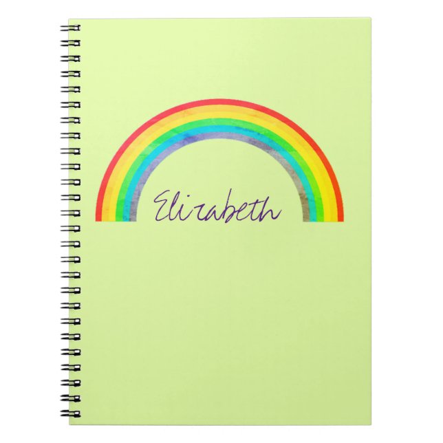 Caderno Espiral Verde personalizado arco-íris desvanecido (Frente)