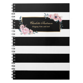 Caderno Espiral Verde-preto-elegante, branco, cor-de-rosa