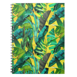 Caderno Espiral Verde tropical elegante deixa o padrão amarelo