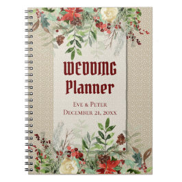 Caderno Espiral Verdes Simples de NatalPlanner de Casamento