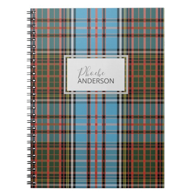 Caderno Espiral Verificação de Xadrez Personalizada do Tartan Clan (Frente)