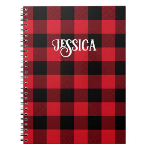 Caderno Espiral Verificação legal de Buffalo Vermelho e Preto