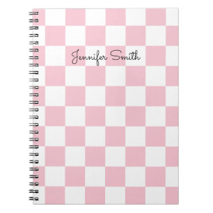 Caderno Espiral Verificador de Cor-de-rosa e branco moderno do Pas