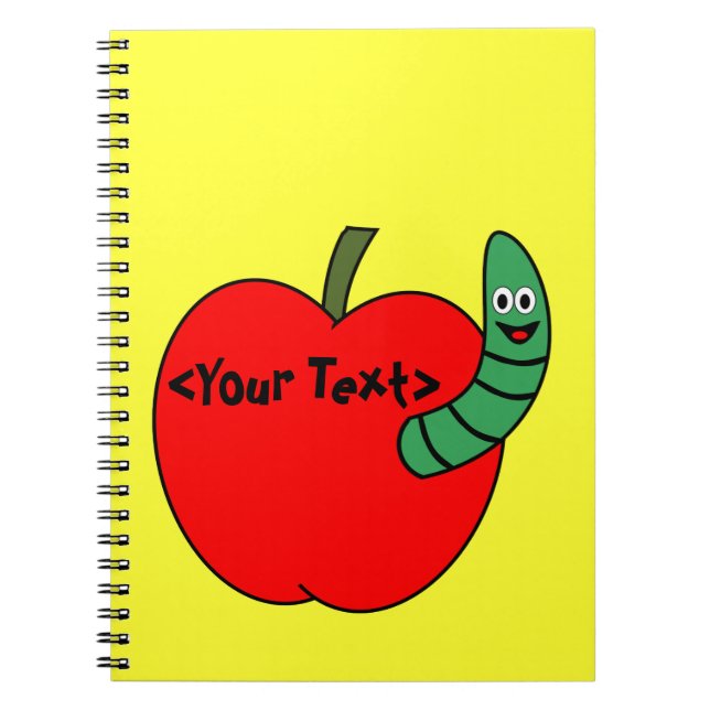 Caderno Espiral Verme Verde de Maçã Vermelha (Frente)