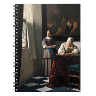 Caderno Espiral Vermeer - Senhora Escrevendo uma carta com sua aju