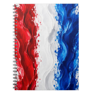 Caderno Espiral Vermelho Branco e Azul patriótico