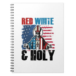 Caderno Espiral Vermelho Branco e Santo Papa Leão XIV, 4 de Julho
