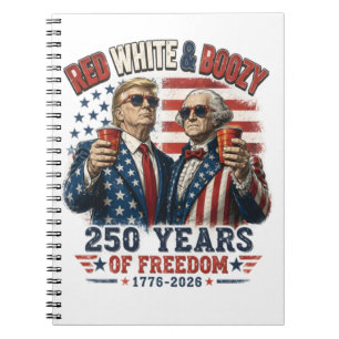 Caderno Espiral Vermelho Branco Embriagado Trump George Washington