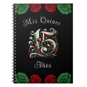 Caderno Espiral Vermelho Branco Verde Meus Quinze Anos 15 Quinceañ