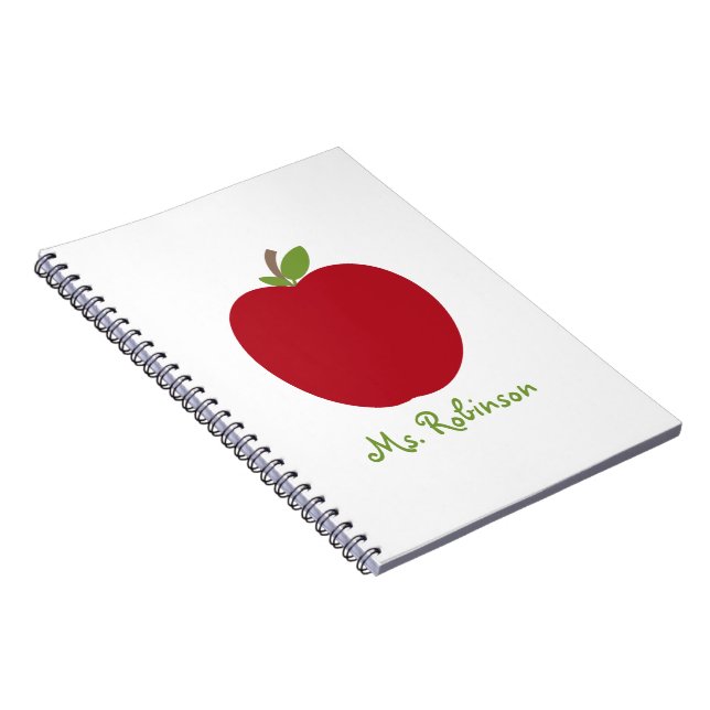 Caderno espiral vermelho de Apple para professores (Lado Direito)