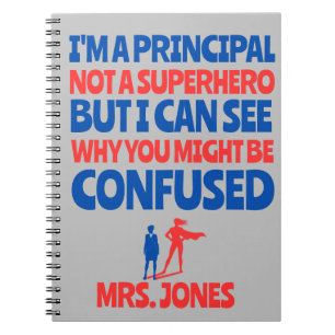 Caderno Espiral Vermelho de Super Herói Engraçado Principal Person