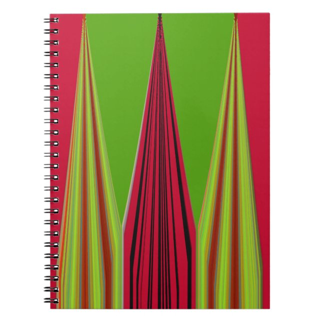 CADERNO ESPIRAL VERMELHO DOURADO VERDE (Frente)