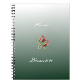 Caderno espiral vermelho e verde elegante