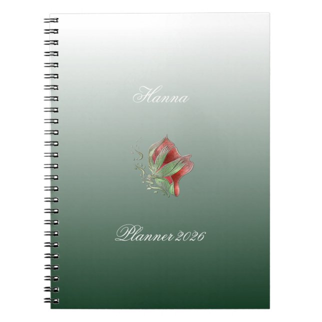 Caderno espiral vermelho e verde elegante (Frente)