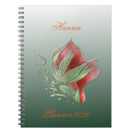 Caderno Espiral Vermelho e Verde Elegante