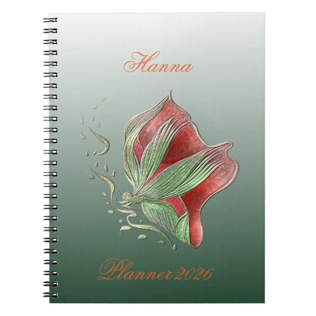 Caderno Espiral Vermelho e Verde Elegante (Frente)
