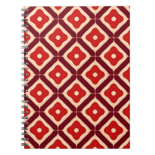 Caderno Espiral Vermelho Geométrico para Escola, Escritório e Cria