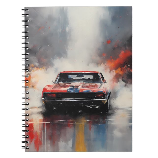 Caderno Espiral Vermelho Muscular Carro na cabeça (Frente)