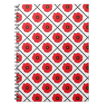 Vermelho Shabby Chic, Papoulas Florais Pretas e Br