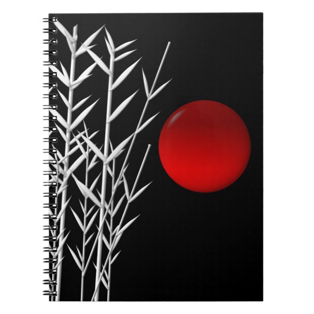 Caderno Espiral Vermelho-sol preto branco (Frente)