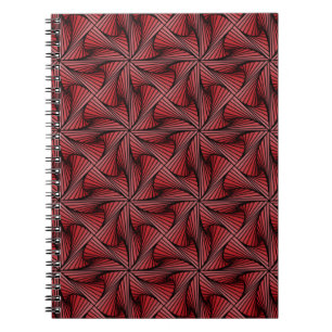 Caderno Espiral Vermelho Torção Espiral 3D Geométrico