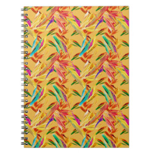 Caderno Espiral Vermelho Verde Azul Roxo Abstrato Floral Art Déco