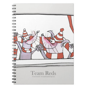 Caderno Espiral vermelhos da equipe do cão do futebol