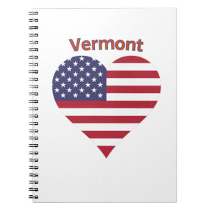 Caderno Espiral Vermont American Flag Heart