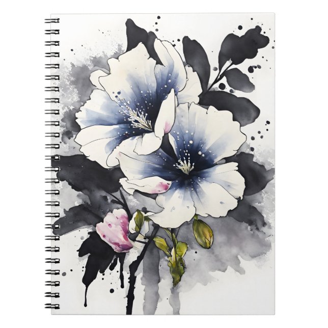 Caderno Espiral Veronica - Flores aquarela (Frente)