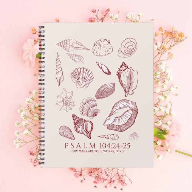 Caderno Espiral Versículo da Bíblia de Concha (Seashell Bible Verse Notebook. Perfect Christian gift, for Bible study or note taking.)