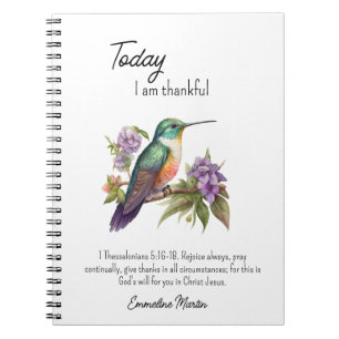 Caderno Espiral Versículo da Bíblia de Gratidão Cristã Beija-flor