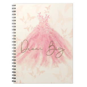 Caderno Espiral Vestido Borboleta Dança Brilho Rosa Sonhe Grande