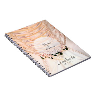 Caderno Espiral Vestido Branca com Rosa Livro de convidados