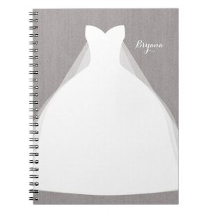 Caderno Espiral Vestido de Noiva Moderno Glamour Chuveiro Cinza