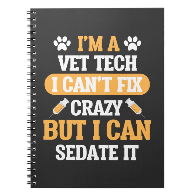 Caderno Espiral Vet Tech Veterinary Animal Veterinarian Rescut (Frente)